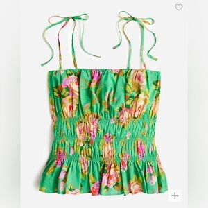 NWT J.Crew Tie-front voile camisole in rose garden Size X-Small classic green
